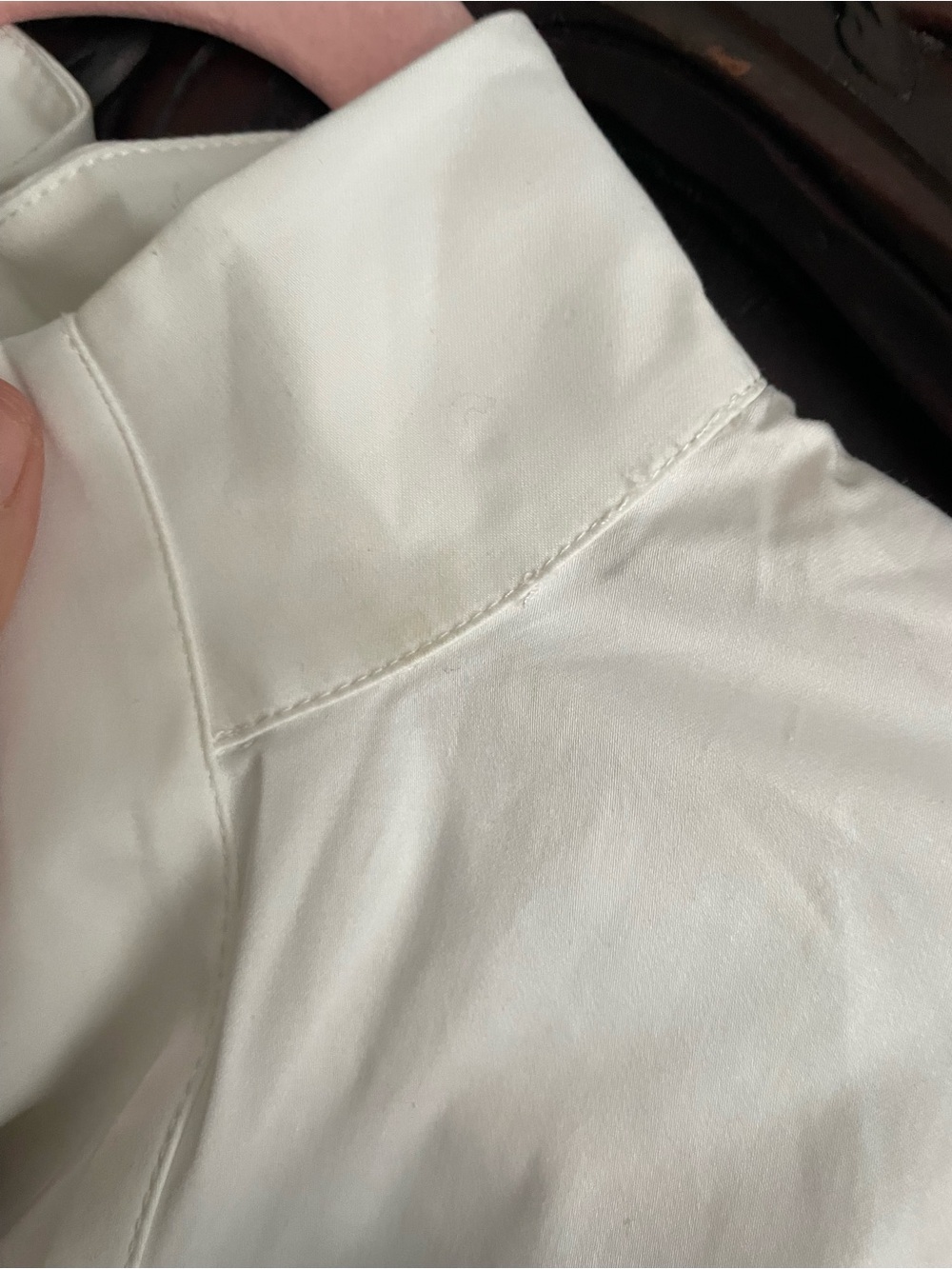 Tuckernuck White Feather-Cuff Stand-Collar Popover Blouse - Picture 4 of 4